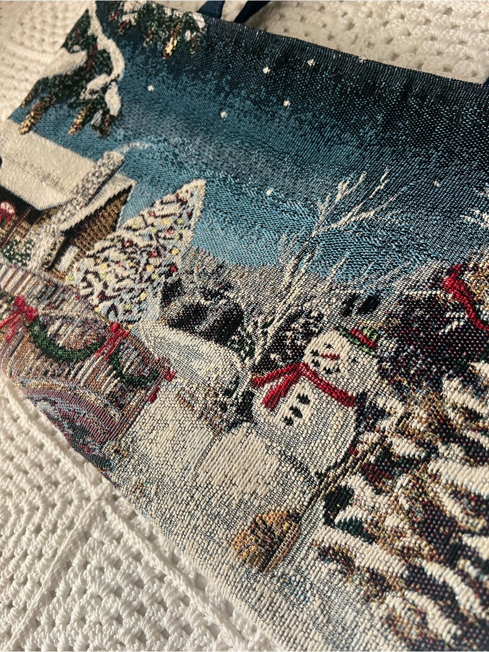 Snowy Scenery Tapestry Tote Bag - Picture 5 of 7